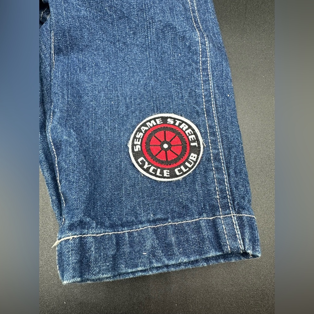 Vintage Sesame Street Cycle Club Denim Jeans Size 12 Months Boys Y2K - Picture 3 of 5